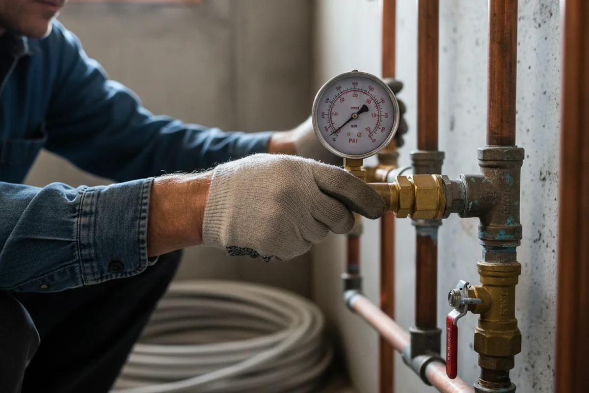 Pressure testing a repaired line during Water Line Repair in Jacksonburg